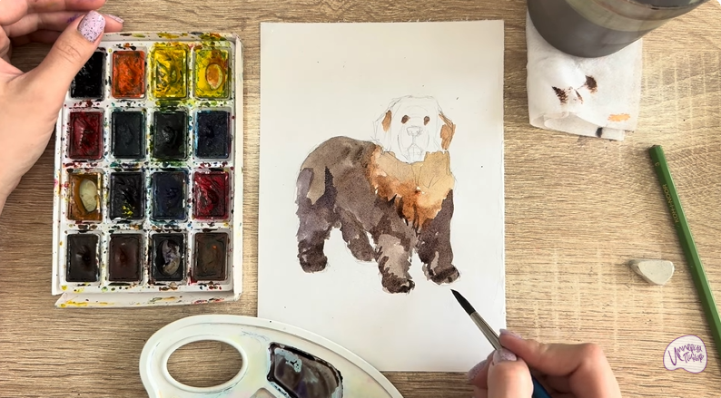 Рисуем Собака породы Ньюфаундленд