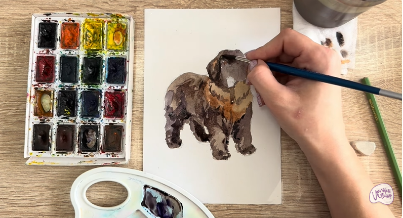 Рисуем Собака породы Ньюфаундленд