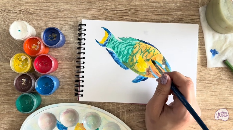 Рисуем Рыба-попугай