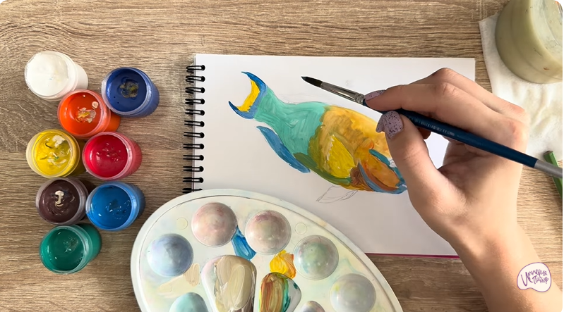 Рисуем Рыба-попугай