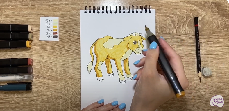 Рисуем Мультяшный телёнок