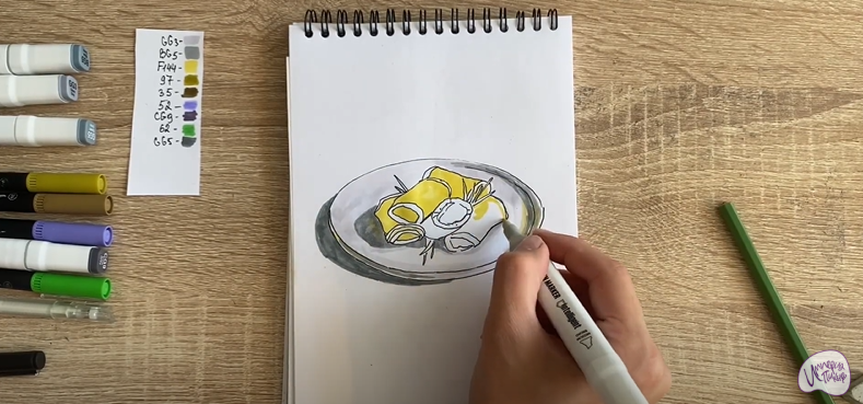 Рисуем Рулетики из баклажанов