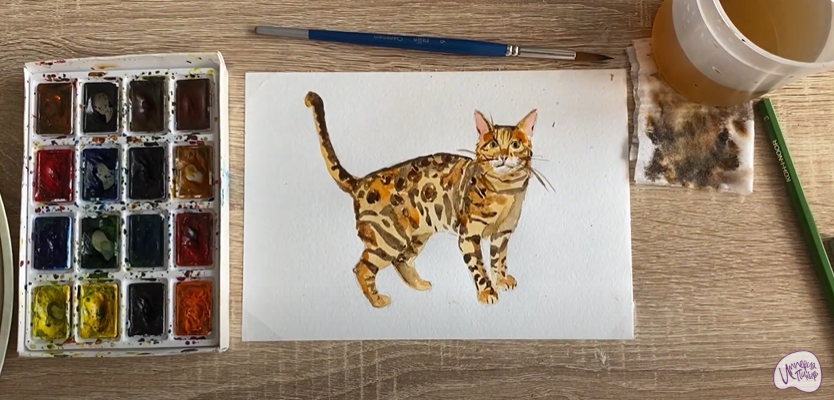 Рисуем Бенгальская кошка