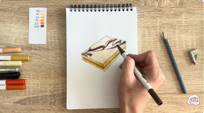 Рисуем Пирожное "Александровская полоска"