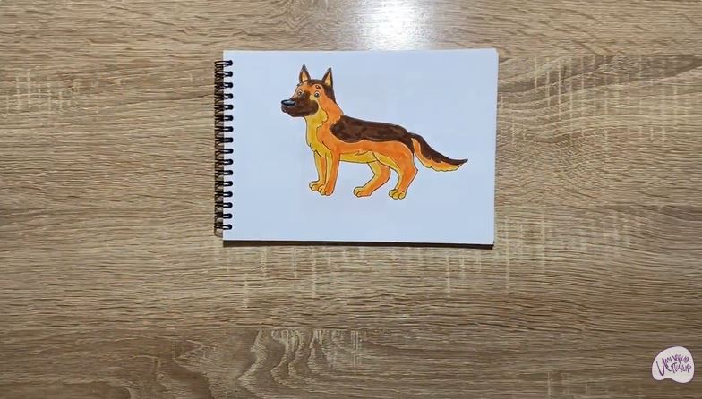 Рисуем Мультяшная овчарка