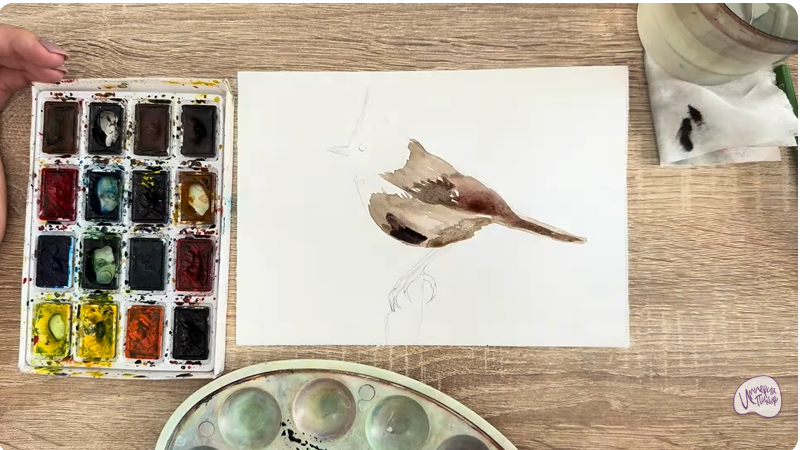 Рисуем Хохлатая синица