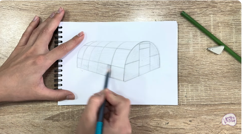 Рисуем Теплица из поликарбоната
