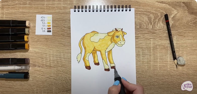 Рисуем Мультяшный телёнок