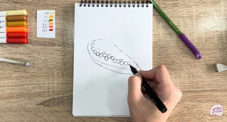 Рисуем Бутерброд с красной икрой