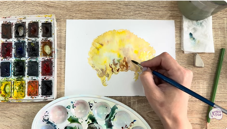 Рисуем Рамария жёлтая