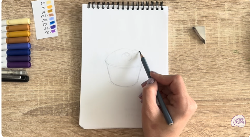 Рисуем Кекс с черникой