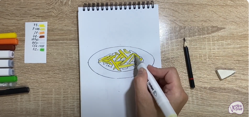 Рисуем Жаренная картошка