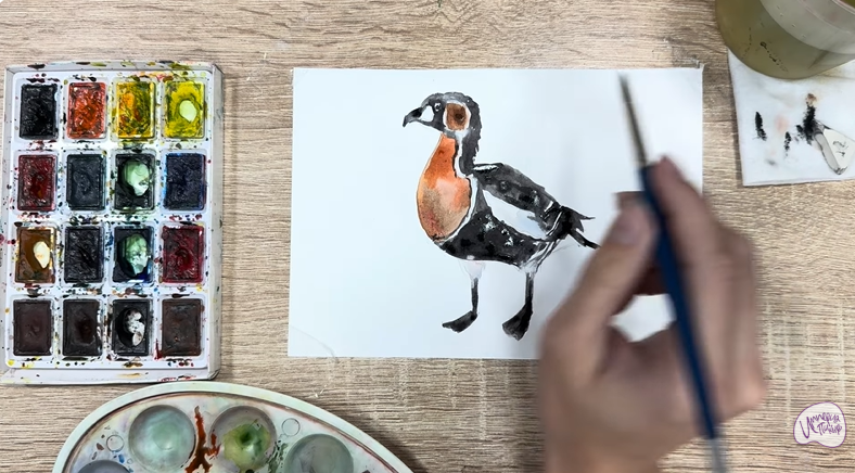 Рисуем Краснозобая казарка