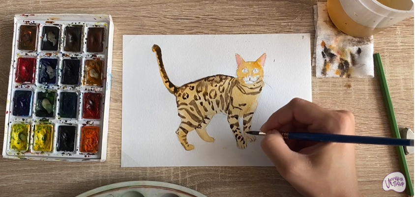 Рисуем Бенгальская кошка