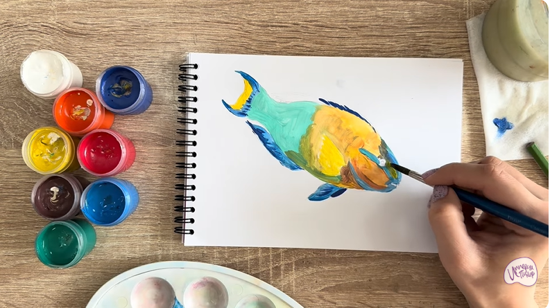 Рисуем Рыба-попугай