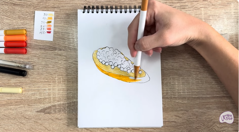 Рисуем Бутерброд с красной икрой