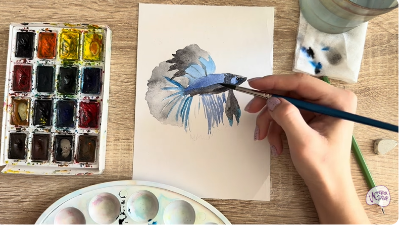 Рисуем Рыба петушок