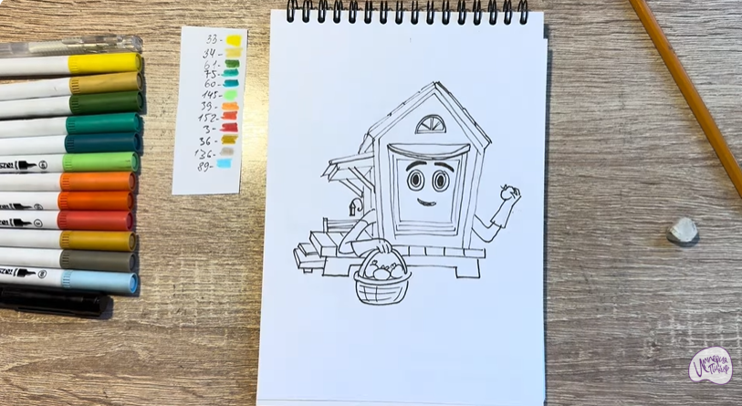 Рисуем Вася из мультфильма  "Домики"