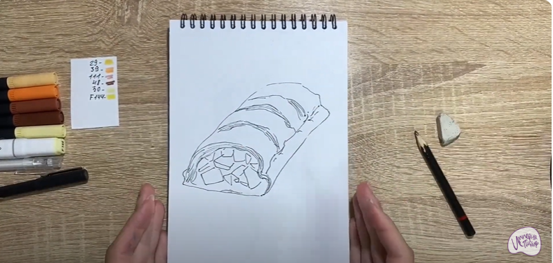 Рисуем Яблочный штрудель