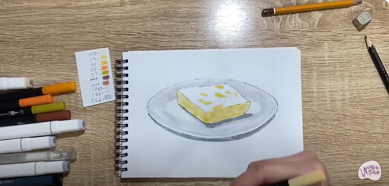Рисуем Запеканка с изюмом