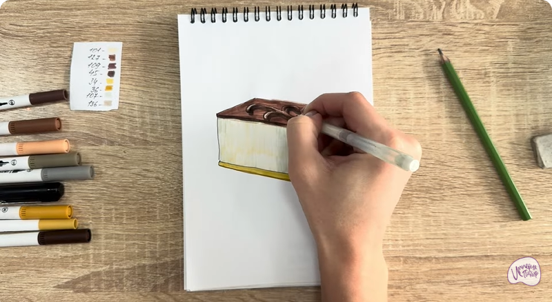 Рисуем Пирожное "Птичье Молоко"