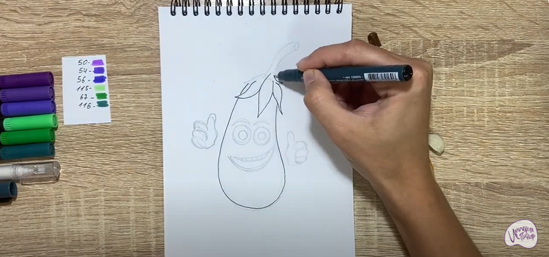 Рисуем Мультяшный баклажан