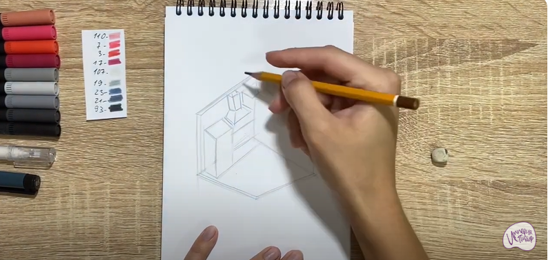 Рисуем Угловая кухня