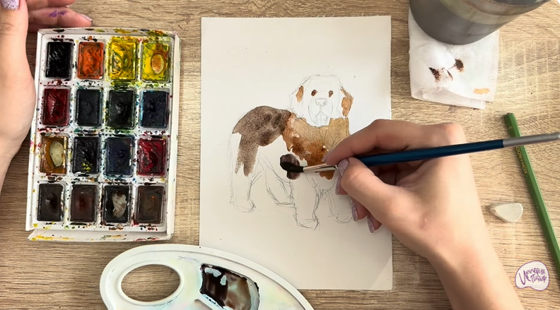 Рисуем Собака породы Ньюфаундленд