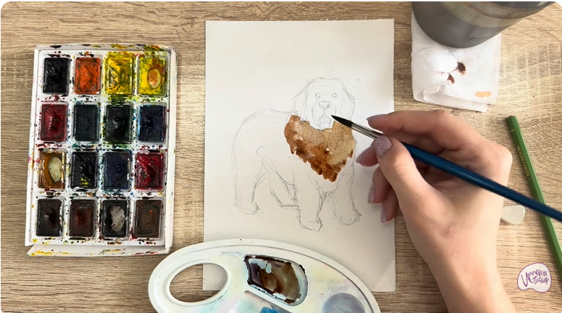 Рисуем Собака породы Ньюфаундленд