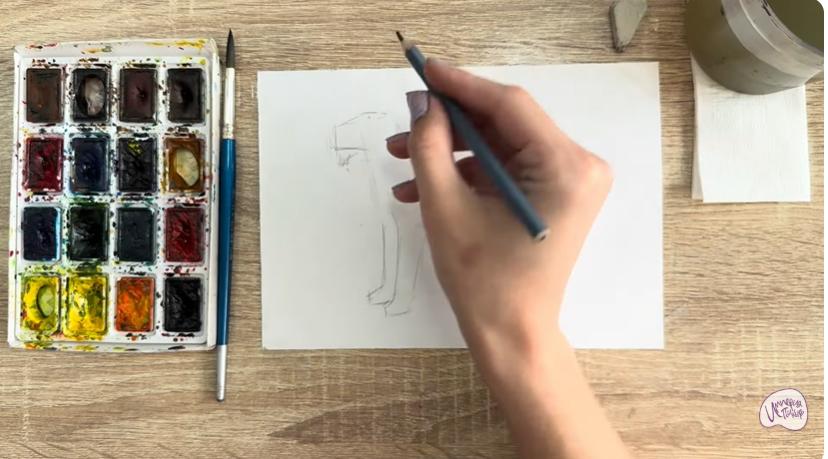 Рисуем Собака породы Эрдельтерьер