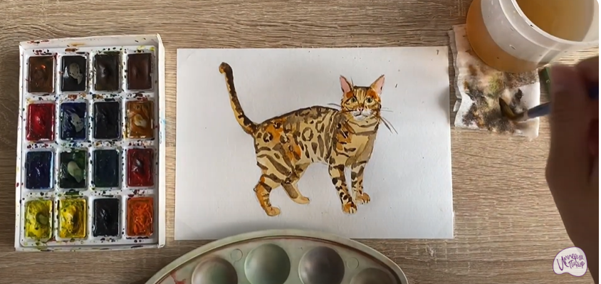 Рисуем Бенгальская кошка