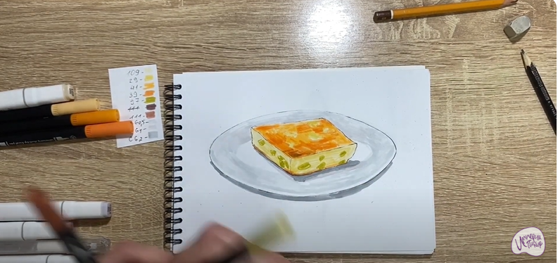 Рисуем Запеканка с изюмом