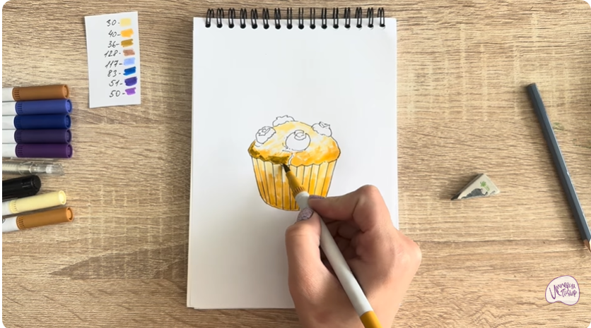 Рисуем Кекс с черникой