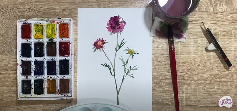 Рисуем Цветок "Скабиоза"