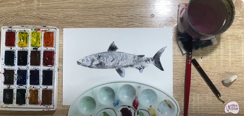 Рисуем Байкальский омуль