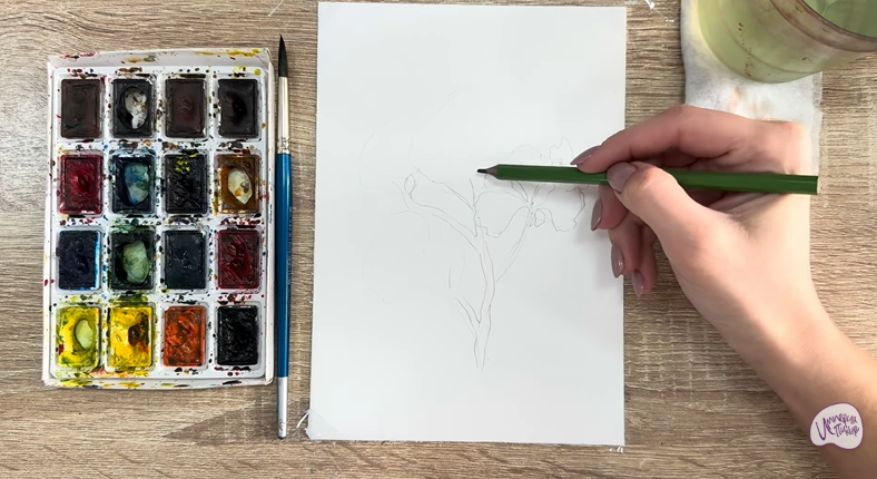 Рисуем Ветка рододендрона