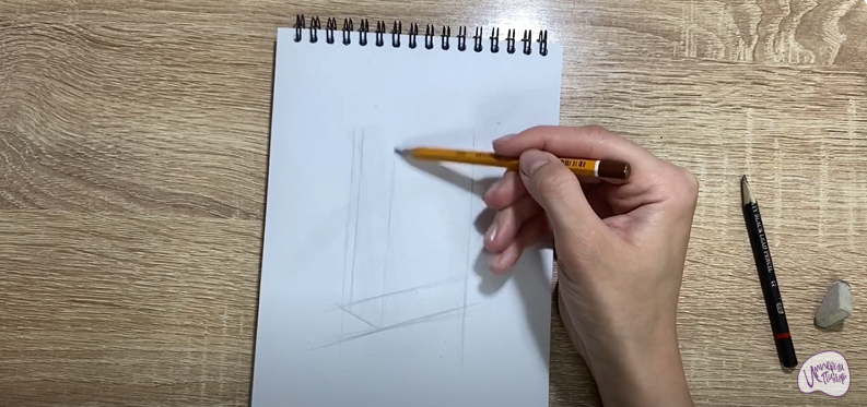 Рисуем Деревянный стеллаж