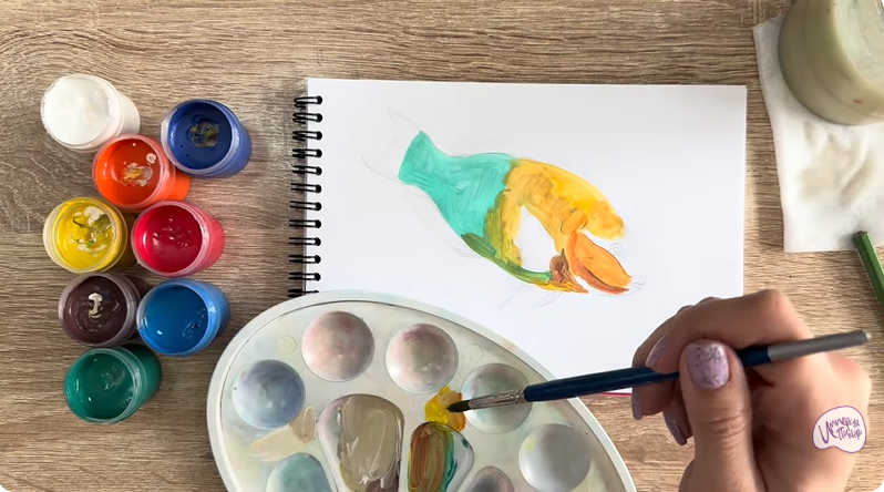 Рисуем Рыба-попугай