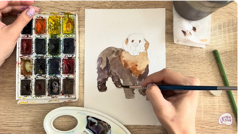 Рисуем Собака породы Ньюфаундленд