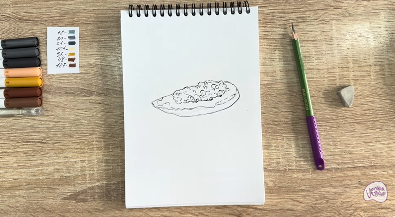 Рисуем Бутерброд с черной икрой