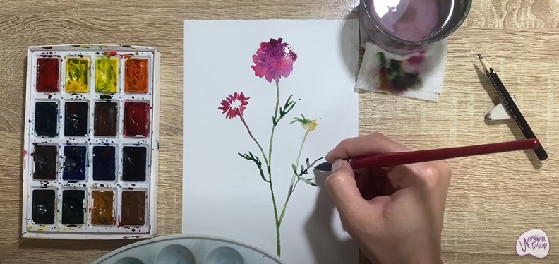Рисуем Цветок "Скабиоза"