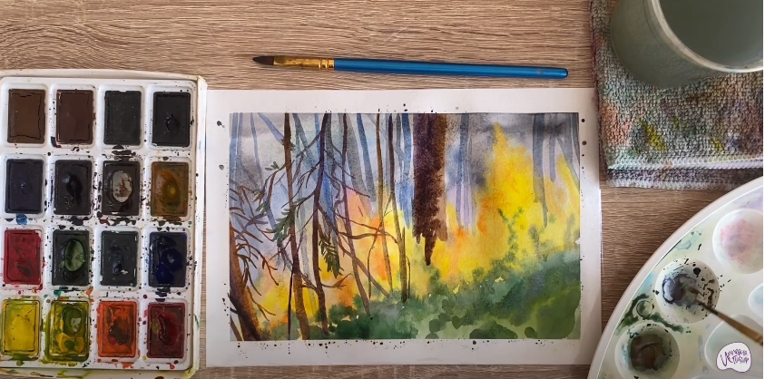 Рисуем Пожар в лесу