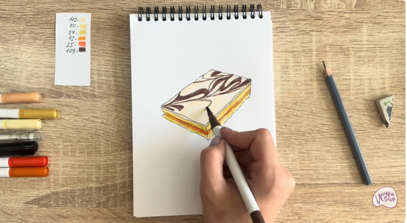 Рисуем Пирожное "Александровская полоска"