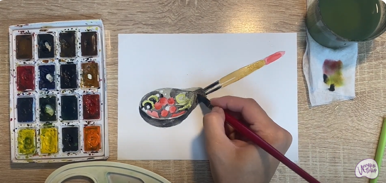 Рисуем Деревянная ложка