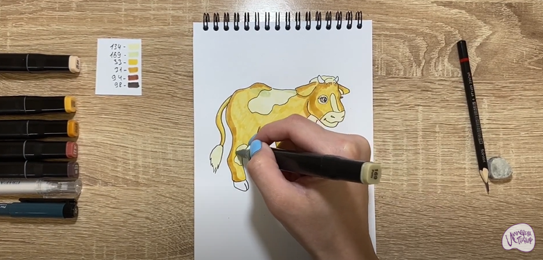 Рисуем Мультяшный телёнок