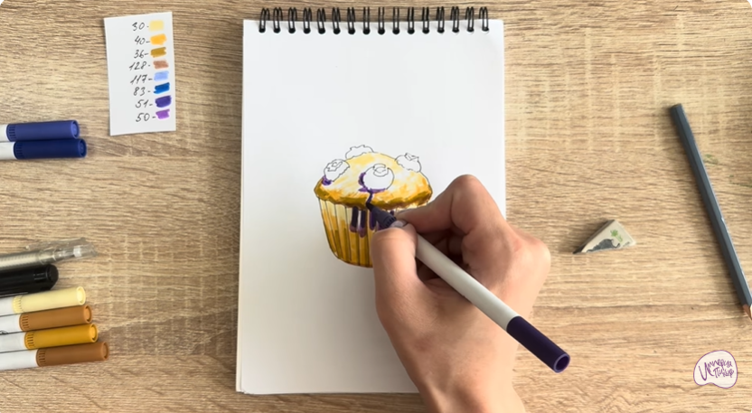 Рисуем Кекс с черникой