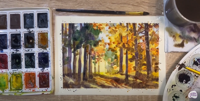 Рисуем Утро в лесу