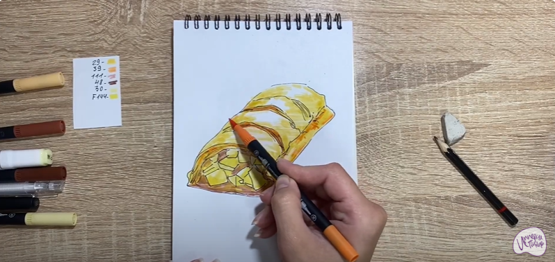 Рисуем Яблочный штрудель