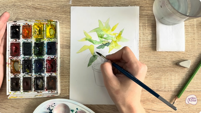 Рисуем Аукуба японская