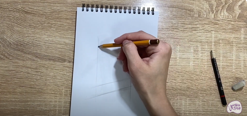 Рисуем Деревянный стеллаж